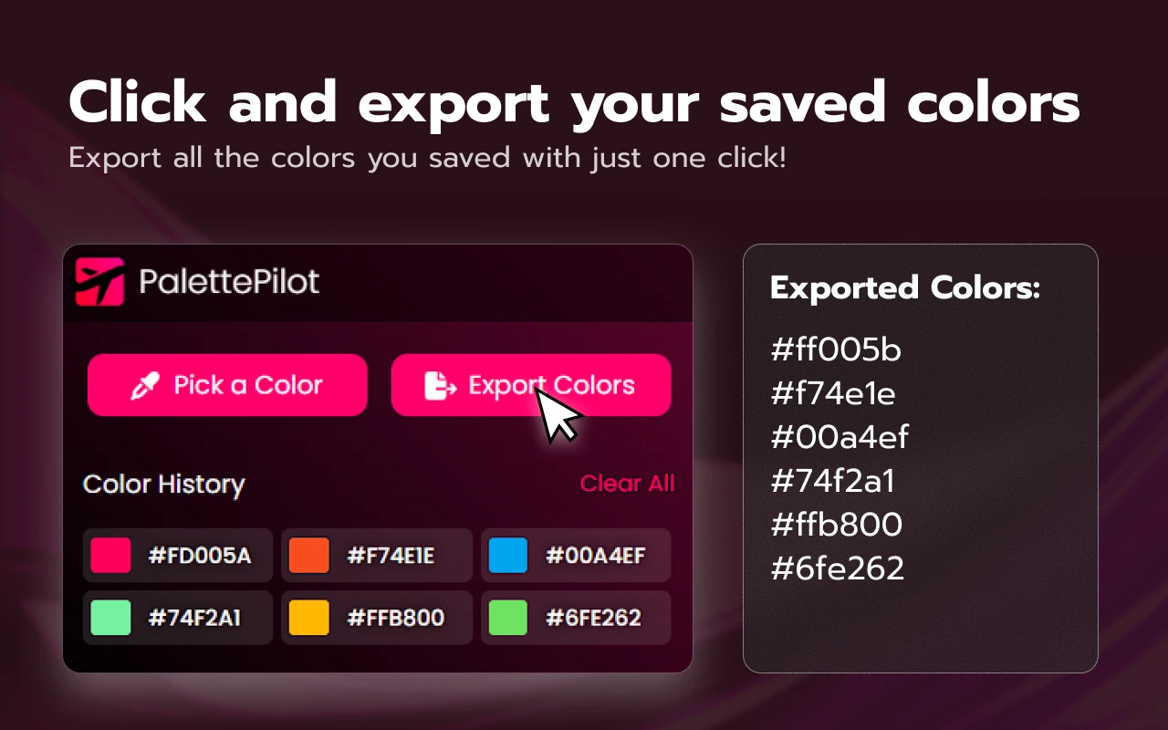 Palette Pilot extension screenshot showing another view of the color workflow